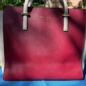Kate Spade ♠️ Leather Handbag Great Size And Condition! Linen And Merlot Colors!